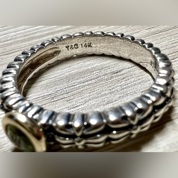 Vintage Town & Country Sterling Silver And 14K Gold Peridot Ring, Size 7 - Picture 8 of 11